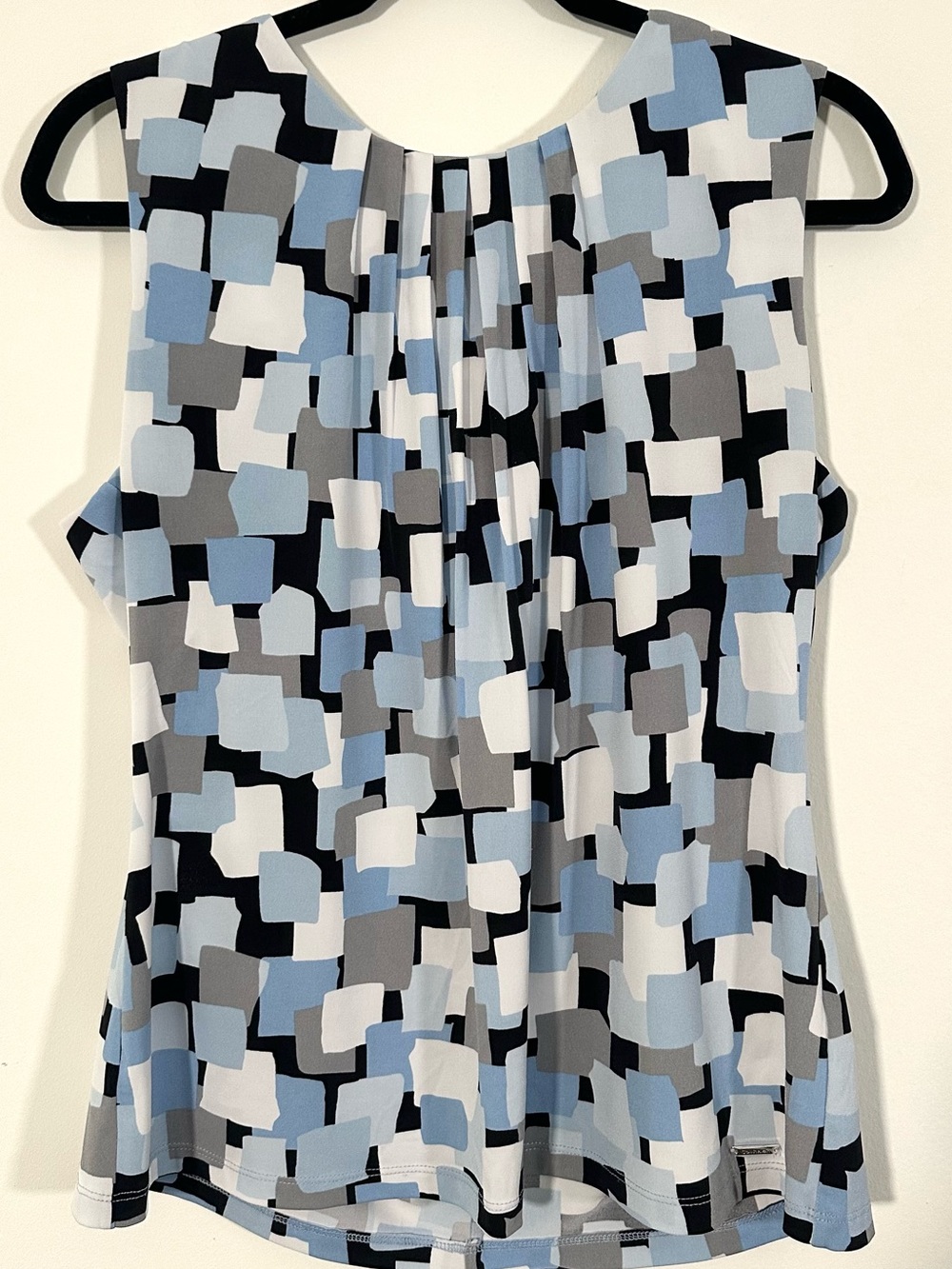 Calvin Klein Sleeveless Tank Career Office Geometric Blue Gray XL